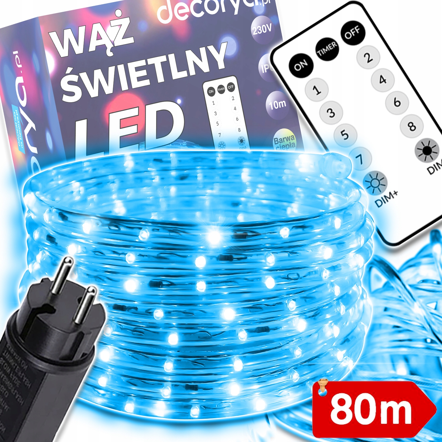 Venkovní Led Světelná Hadička S Lampičkou, Studená, 80 M, Svítící, Voděodolná, IP67