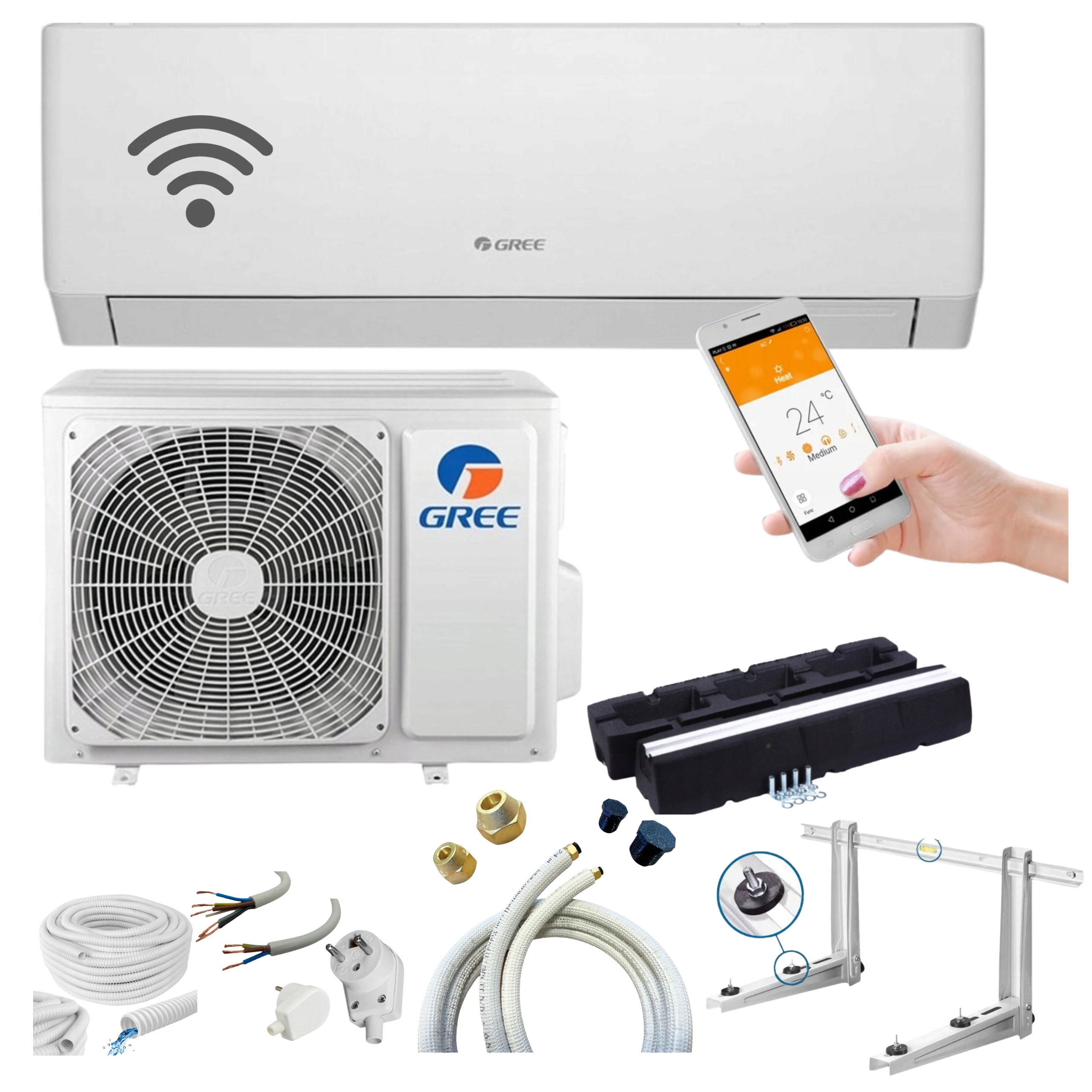 Nástěnný klimatizátor Gree Pular 4,6 kW WiFi 50 m2 Set Připravený K Montáži