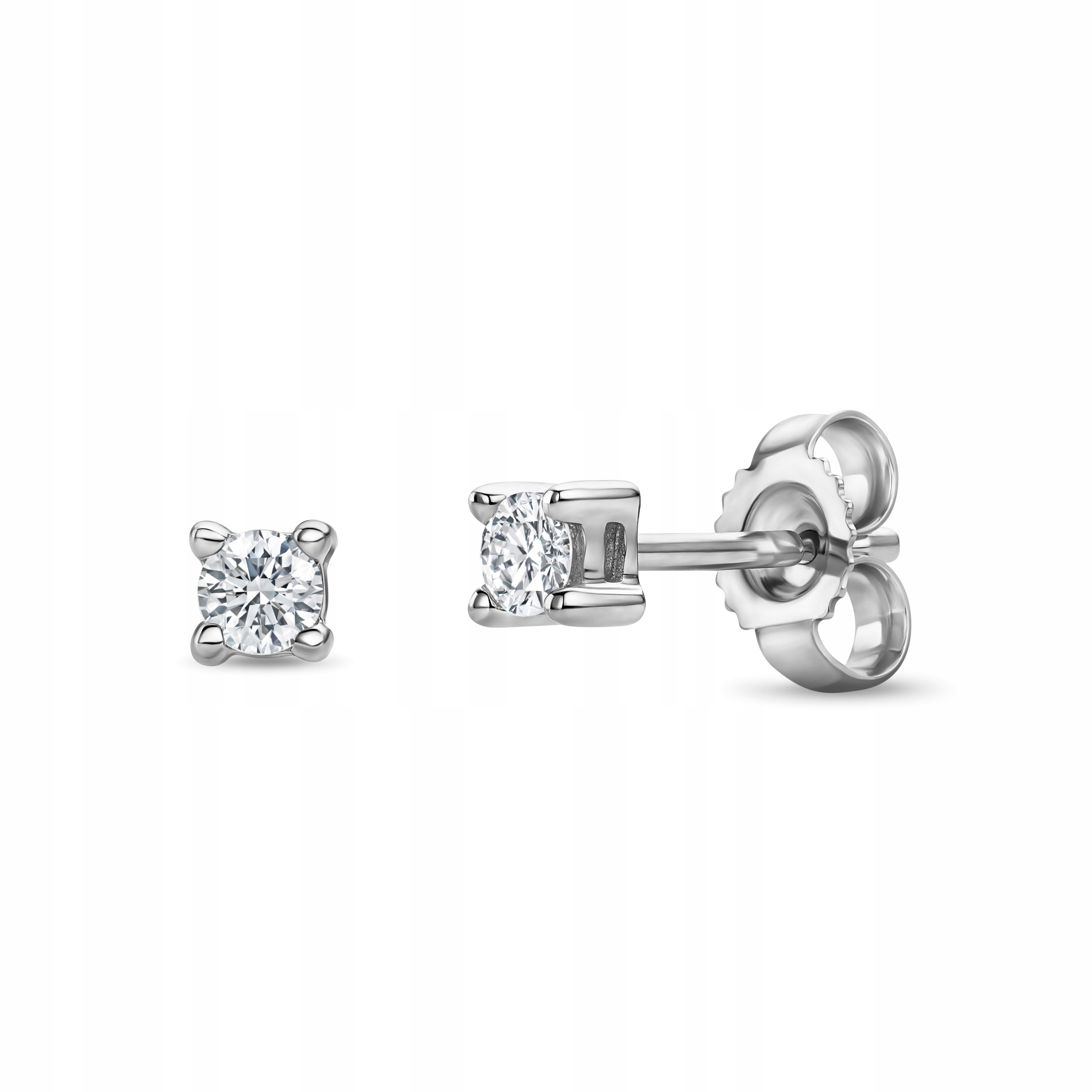 Kolczyki Sztyfty 14KT 585 Białe Złoto Diamenty 0,16 ct 3 x 3 mm