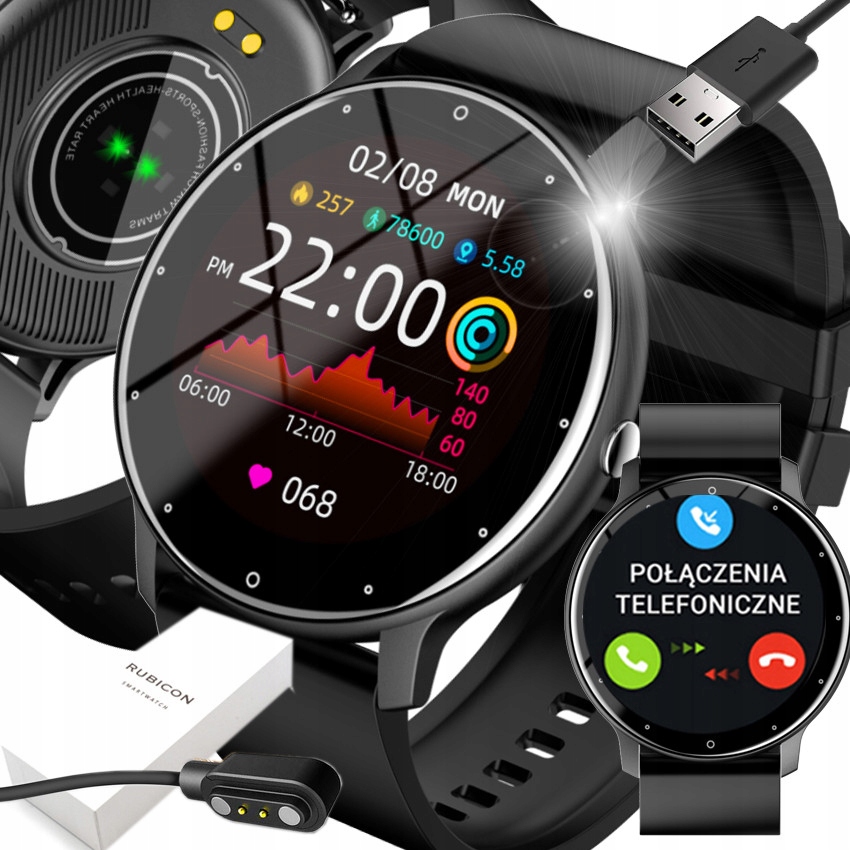 SMARTWATCH SMARTBAND Rubicon SMS KROKI POLSKIE MENU ROZMOWY PRO WATCH Marka Rubicon