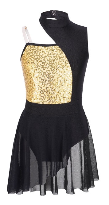 Šaty Body Balet Trikot Gymnastika Flitry Zlatá 134/140