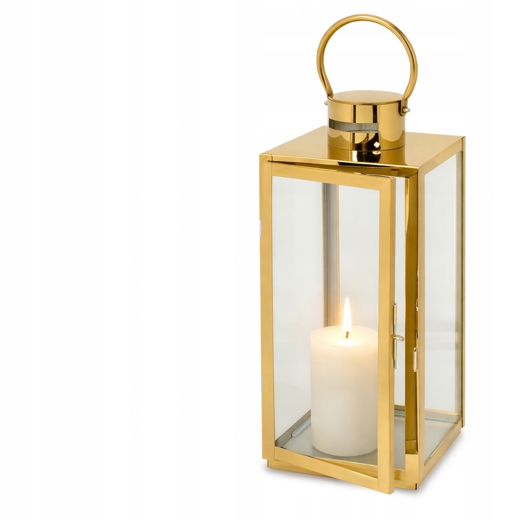 Lucerna Glamour lucerna 49 cm Zlatá hřbitovní svíčka Z Nerezové Oceli