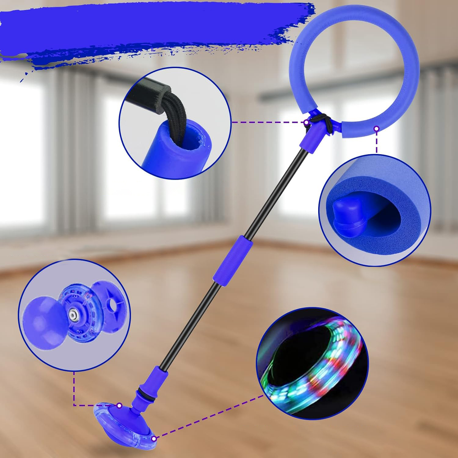 HULA-HOP SKAKANKA NA NOGĘ LED KÓŁKO SKIPPER DLA DZIECI SKŁADANY NIEBIESKI Kod producenta Migająca piłka do skakania dla dzieci