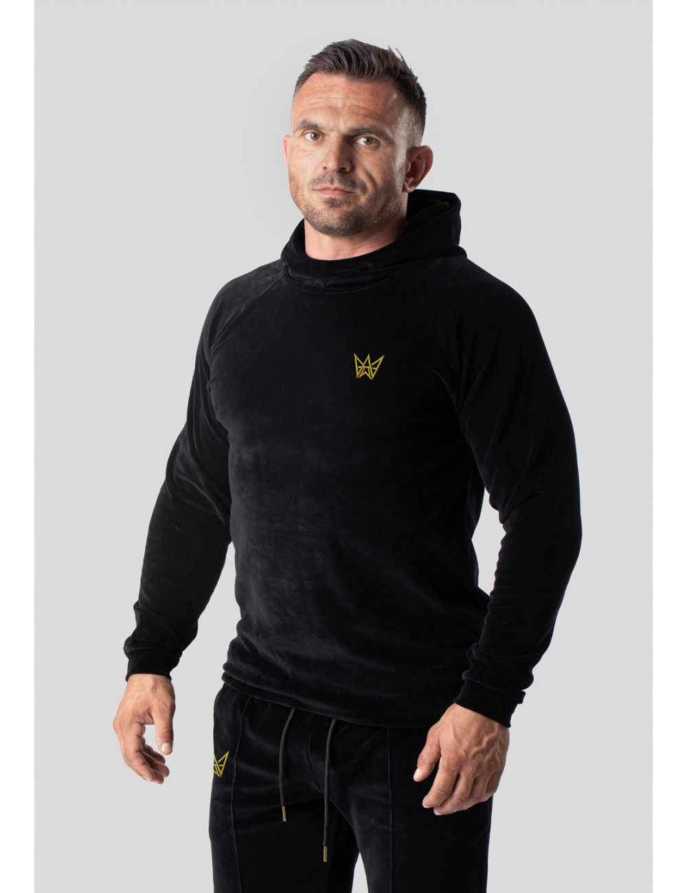 Bluza z kapturem Męska Welurowa Czarna [M] Tres Amigos Wear Rozmiar M