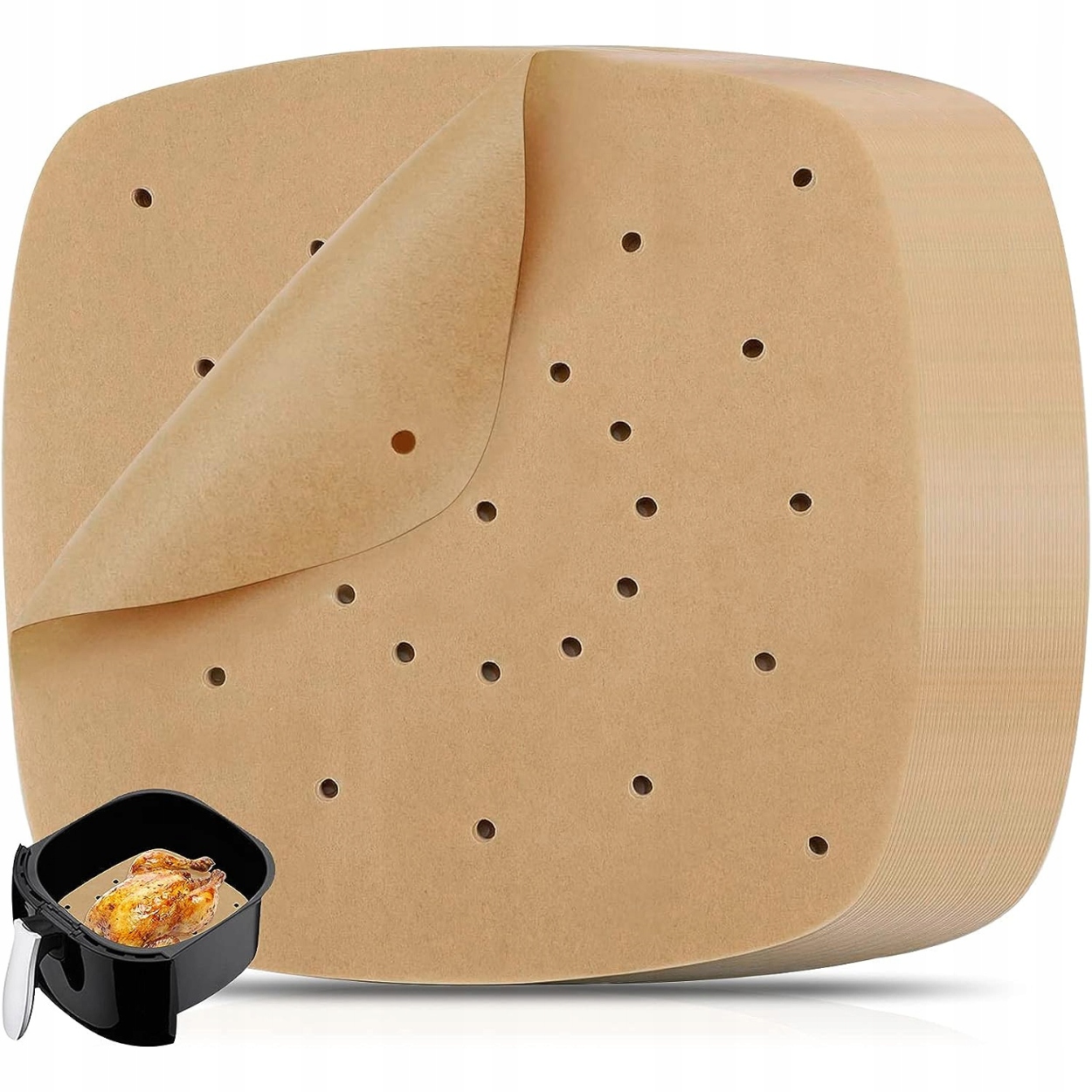 PAPIER DO PIECZENIA PERGAMINOWY DO FRYTKOWNICY AIR FRYER ZESTAW 100 SZTUK