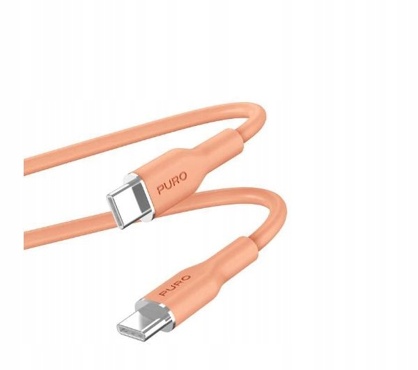 Kabel Przewód Puro Icon Soft Usb-c do Usb-c 1,5 metra Pomarańczowy