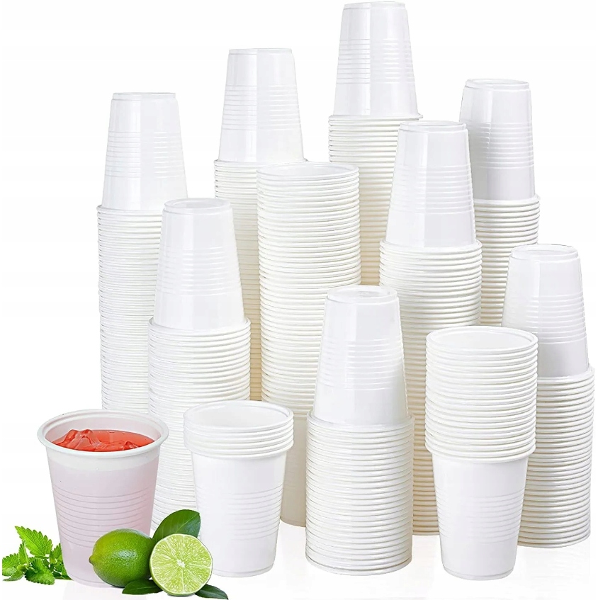 KUBEK PLASTIKOWY JEDNORAZOWY BIAŁY 200 ML 100 SZTUK DO NAPOJÓW DRINKÓW