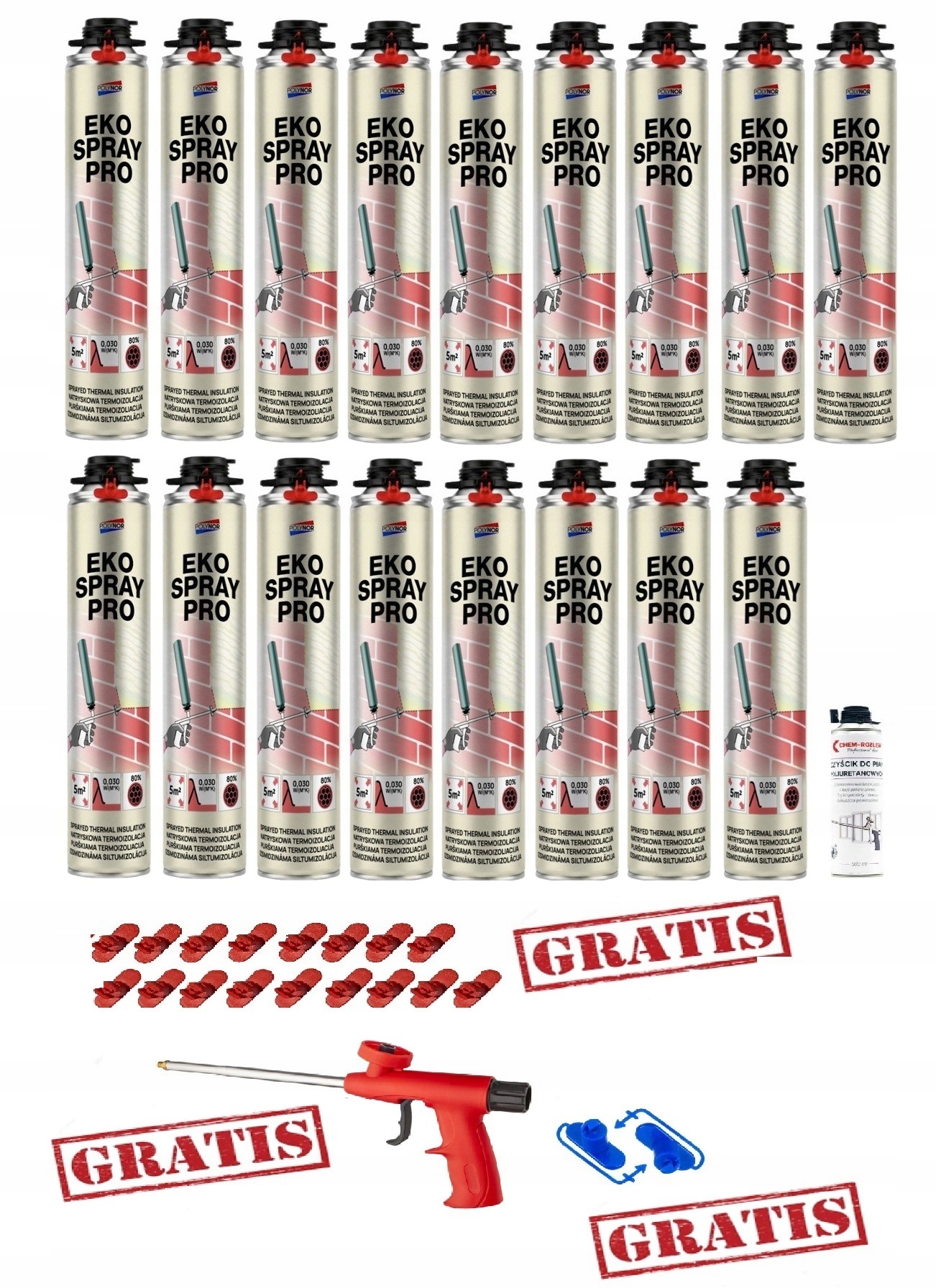 Pur Striekacia Pena Polynor Eko Pro 850 g Termoizolácia Zateplenie 20 prvkov