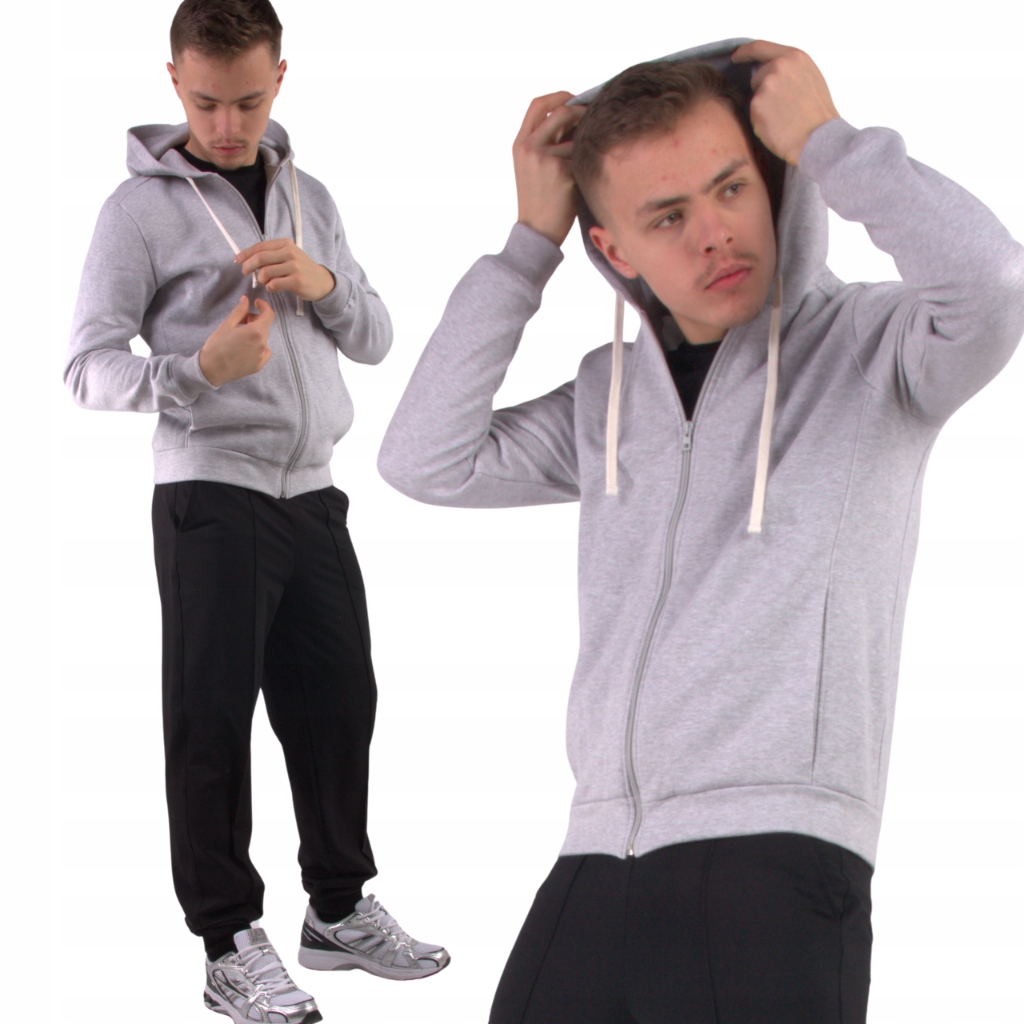 Teplákovka pánský komplet mikina šedá rozepínací černé joggery S–2XL vel. XL