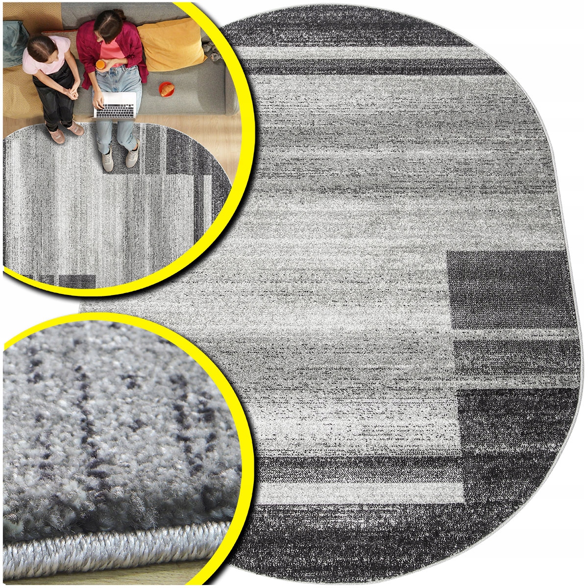 Koberec Oválný Moderní Módní Šedý Koberec Do Obývacího Pokoje Adventure 80x150