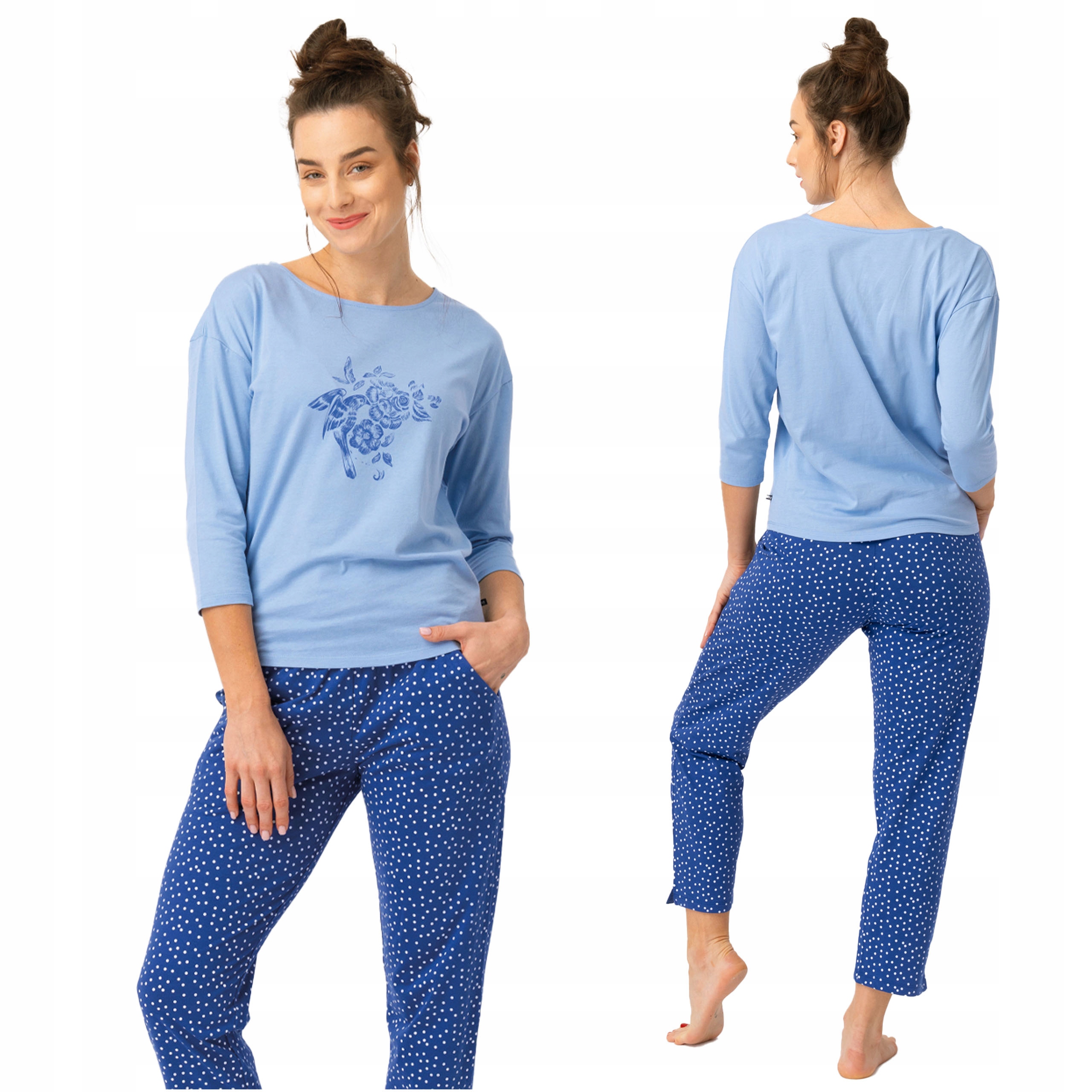 Dámské bavlněné dvoudílné pyžamo s volným střih Lns 550 Key S