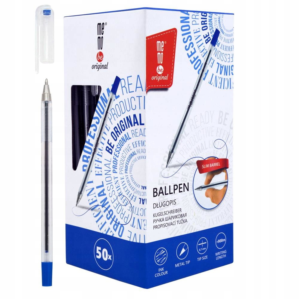 

Długopis biurowy 0,7mm MemoBe niebieski 50 Sztuk