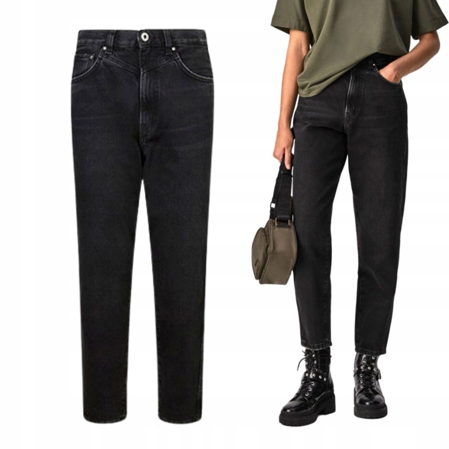 Kalhoty Pepe Jeans dámské džíny vysokého střihu tmavé Ballonn fit W24