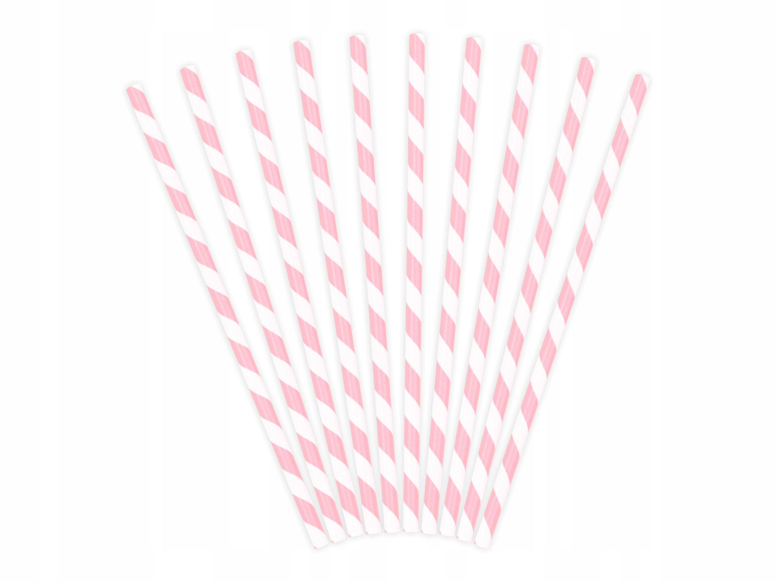 SŁOMKI rurki papierowe - różowe - 19.5cm 10 szt Średnica 5 mm