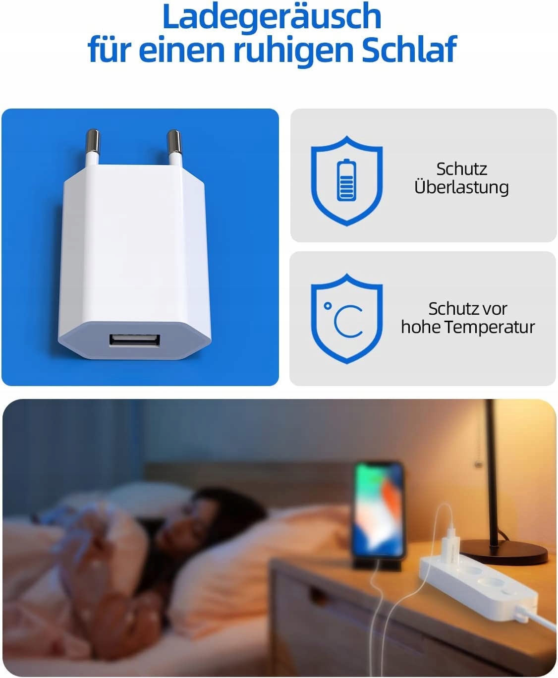 UNIVERSAL ŁADOWARKA USB 2 SZTUKI ADAPTER 5V 1A DO SMARTFONÓW IPHONE — miniatura 5