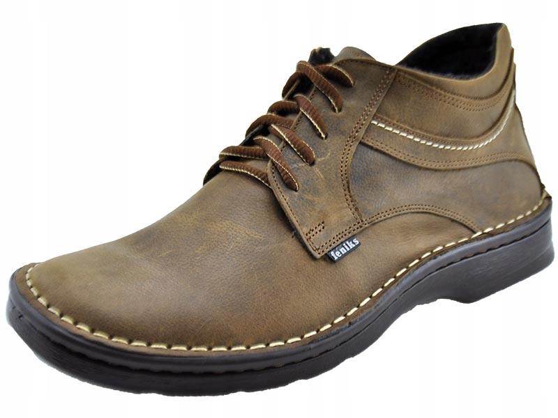 MĘSKIE POLSKIE TRZEWIKI SKÓRZANE 253 BRĄZ 43 Materiał zewnętrzny skóra naturalna