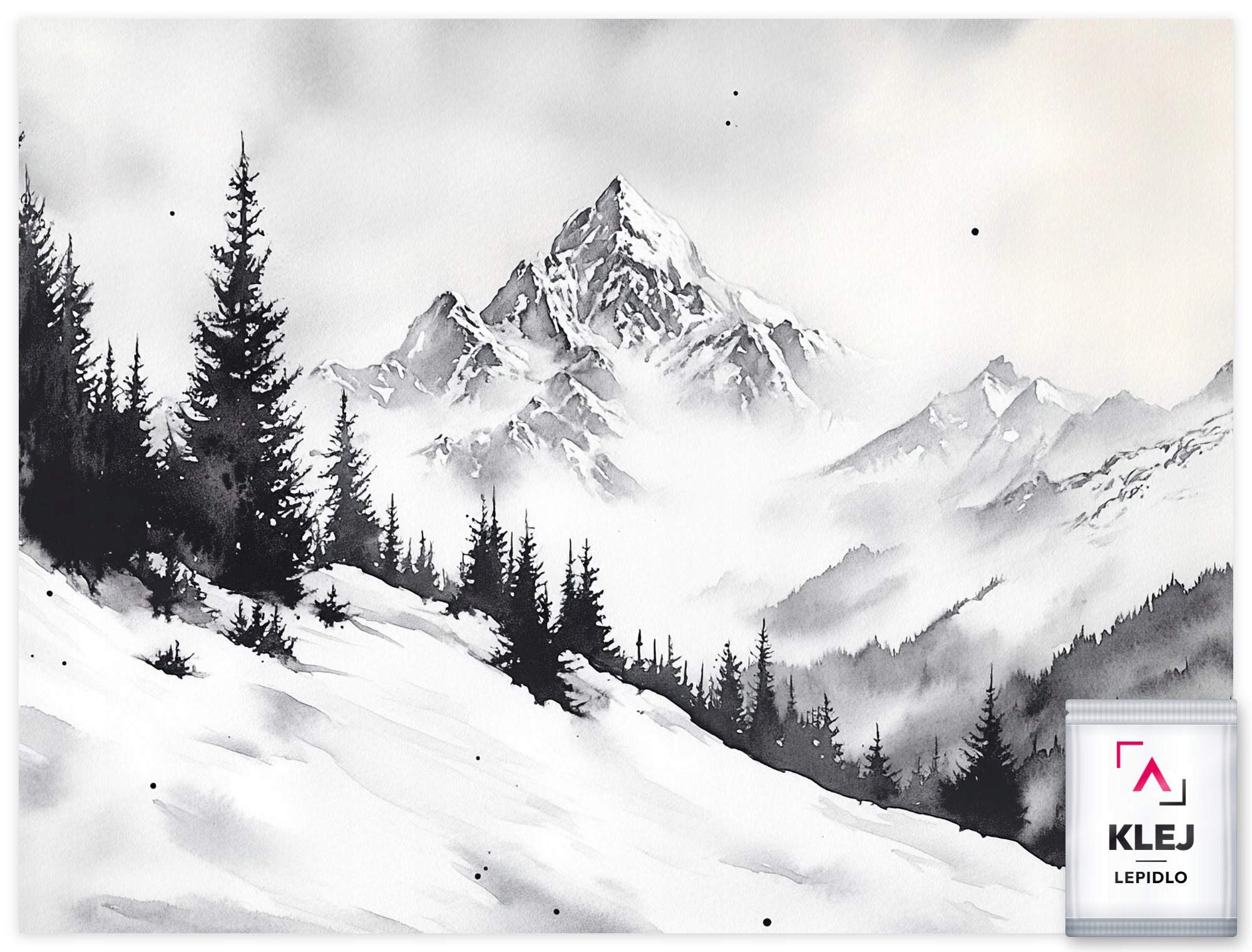 Vliesová fototapeta Krajina Hory Sjezdovka Zima Sníh Čb 416x254 130g