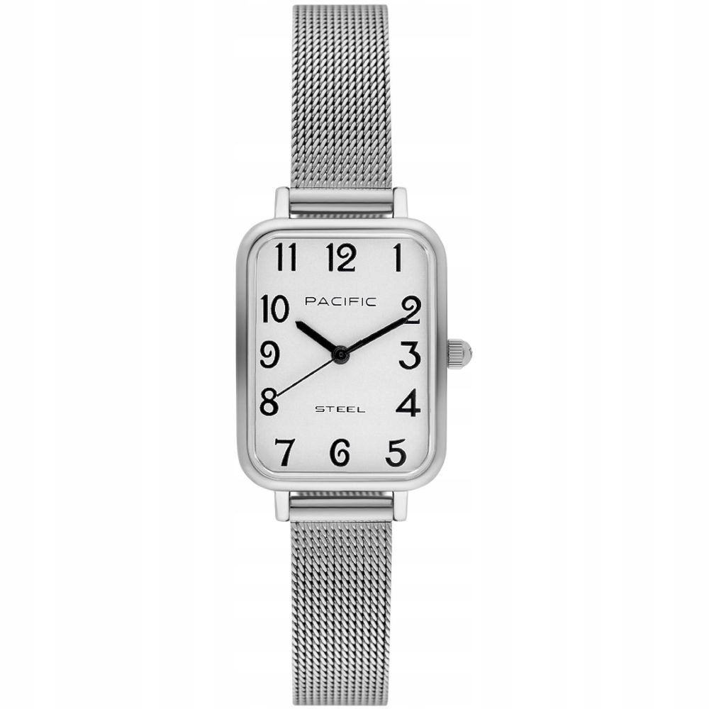 Dámské stříbrné hodinky Pacific SLC-1602-01 obdélníkové na mesh náramku