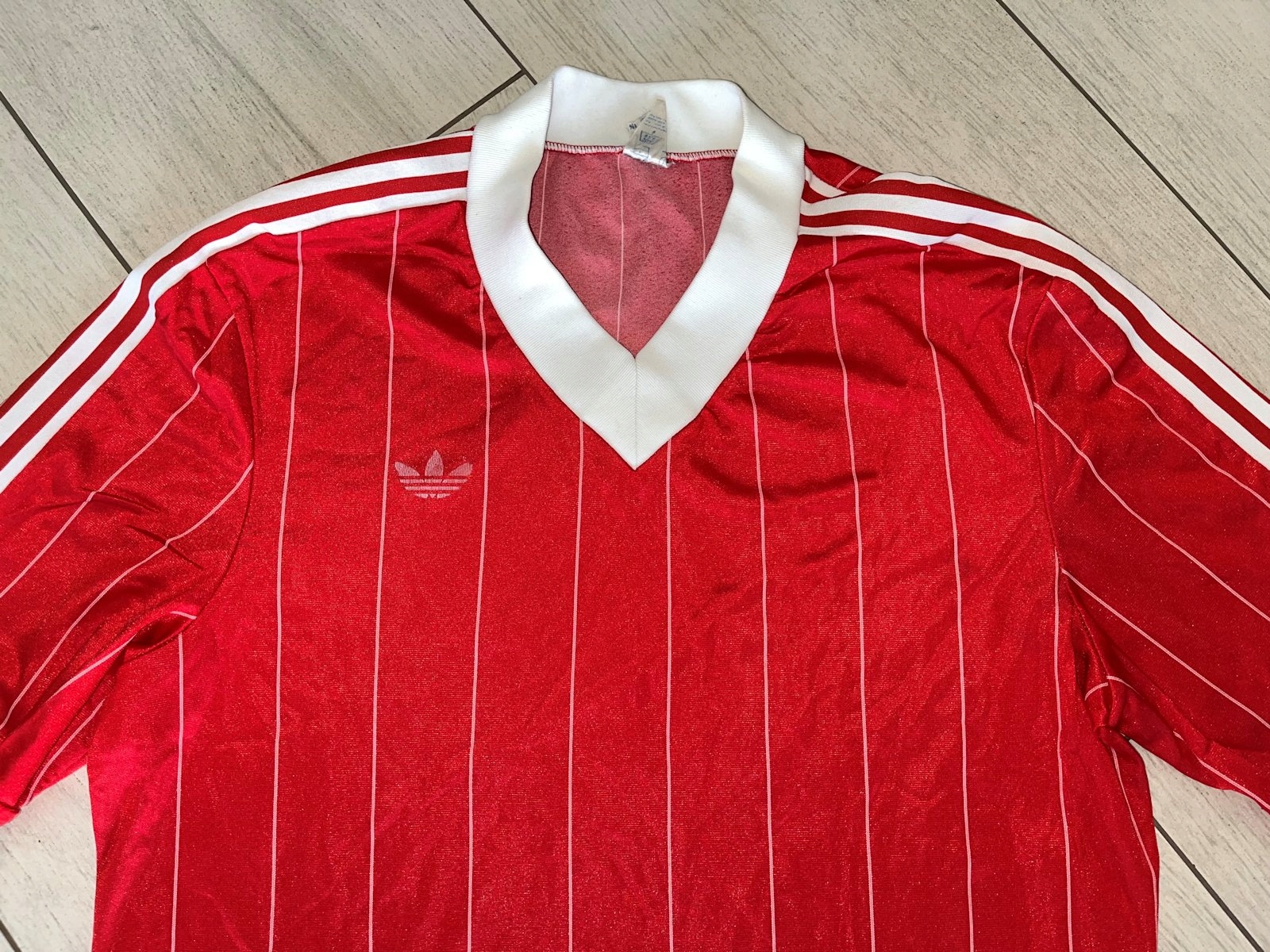 1970s Adidas Ventex Red Shirt Vintage S/M Rozmiar S/M