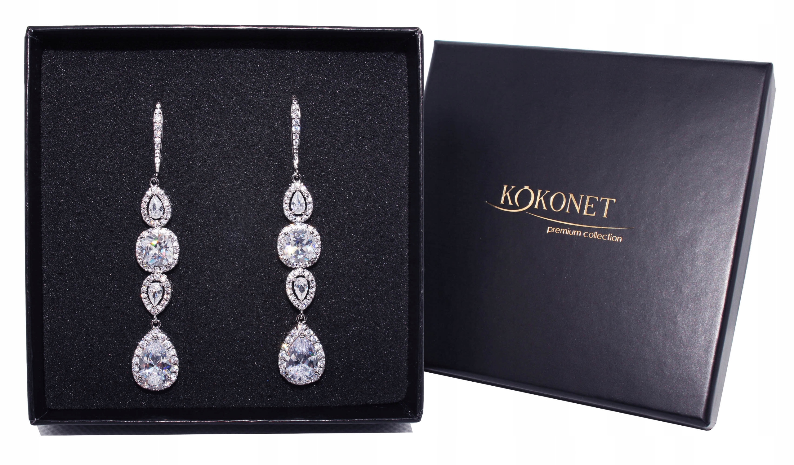 Stříbrné náušnice Svatební Krásné Swarovski dlouhé