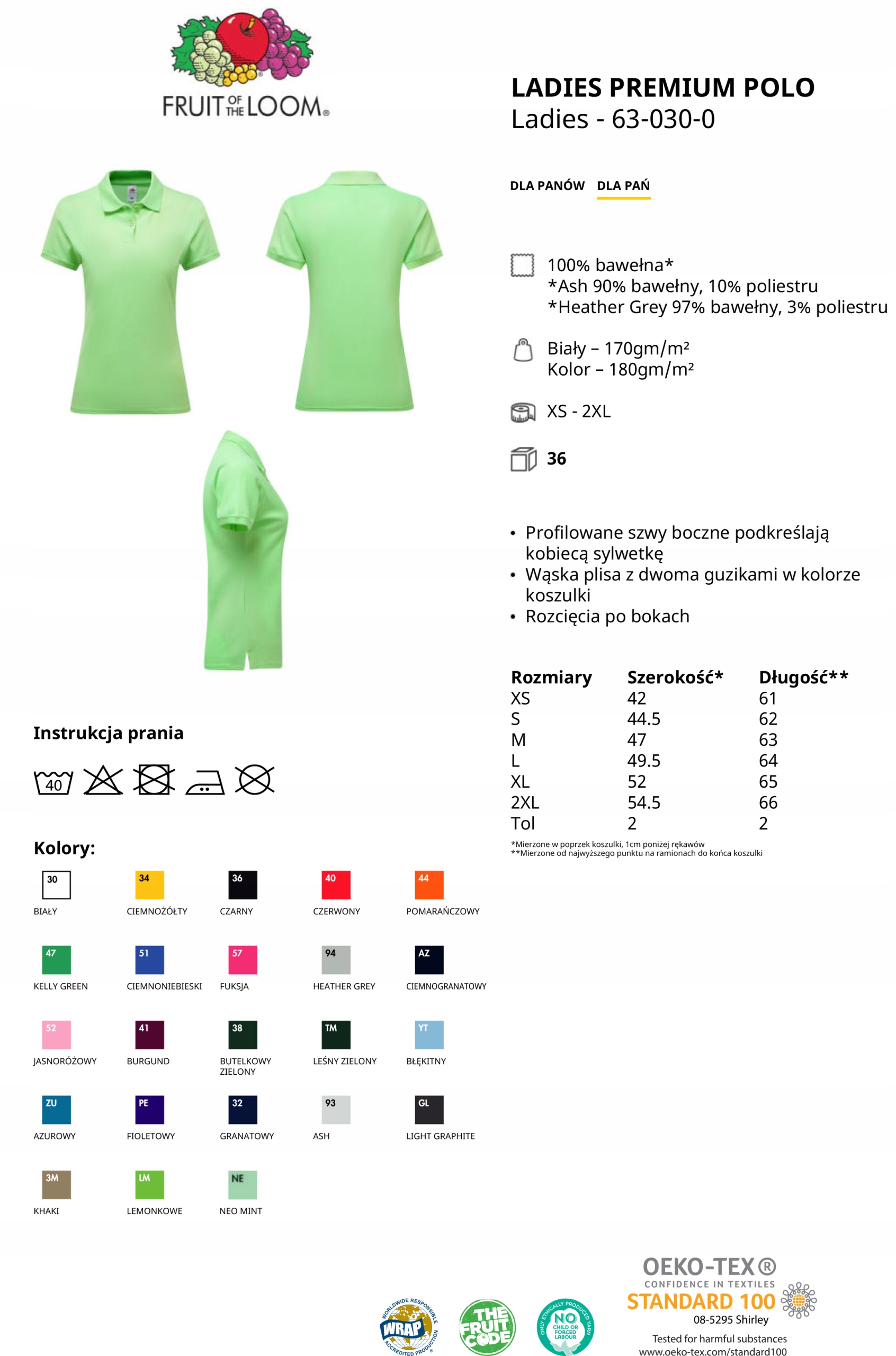 KOSZULKI POLO DAMSKIE Z NADRUKIEM REKLAMOWE 10 szt Materiał dominujący bawełna