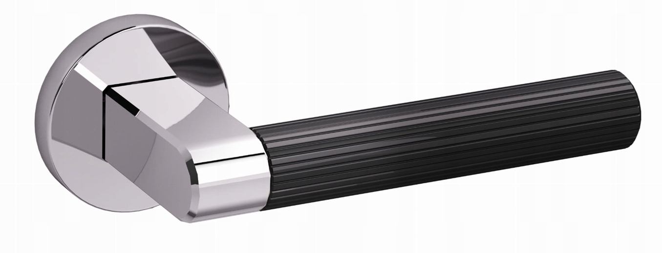 Nomet Luxury Line kľučka Luna chróm lesklá rozeta okrúhla čierna rukoväť