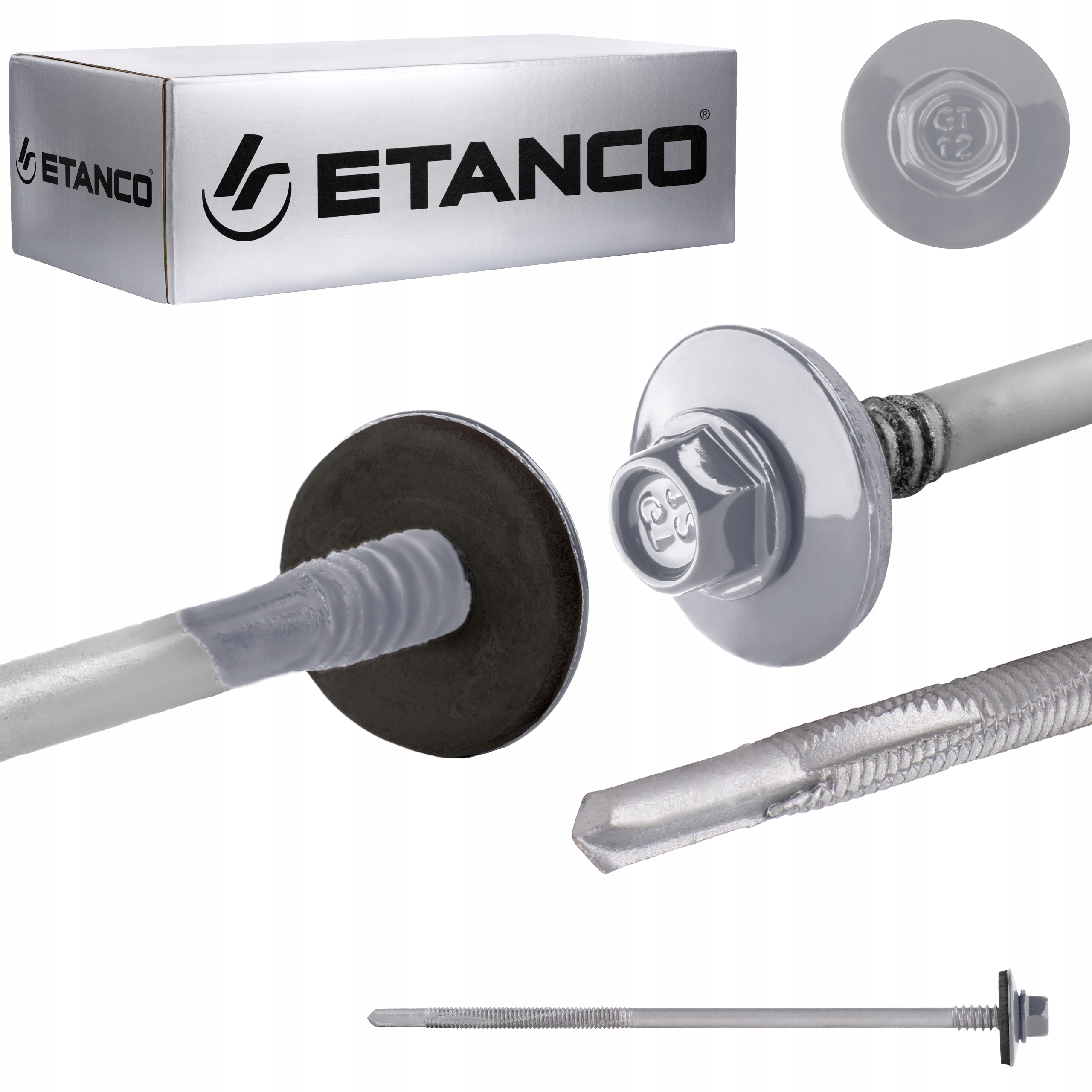 Wkręty do płyty warstwowej 150 mm Ral 9006 100 szt. do metalu Etanco GTR12