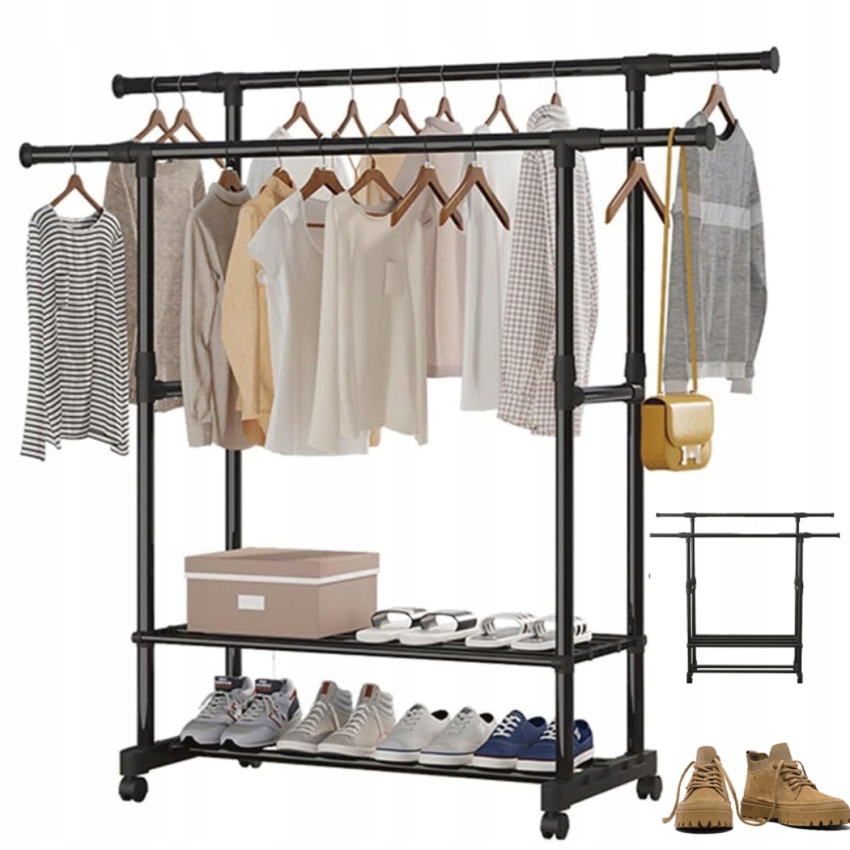 Levně Přenosný Podlahový Sušák Na Oblečení S Kolečky, Škálovatelný, 90-150 CM