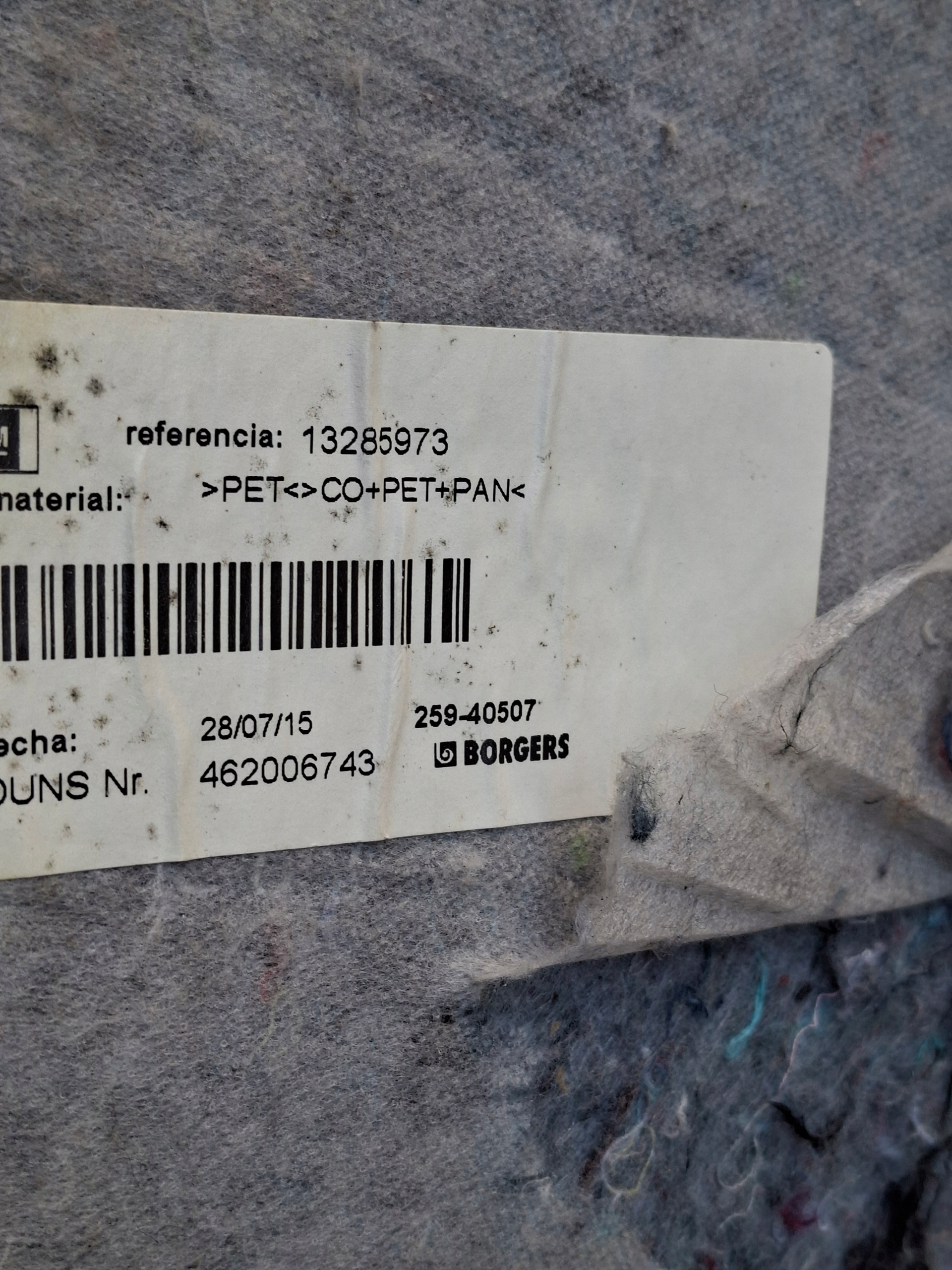 carpet mats floor boot MERIVA B 13285973 462006743