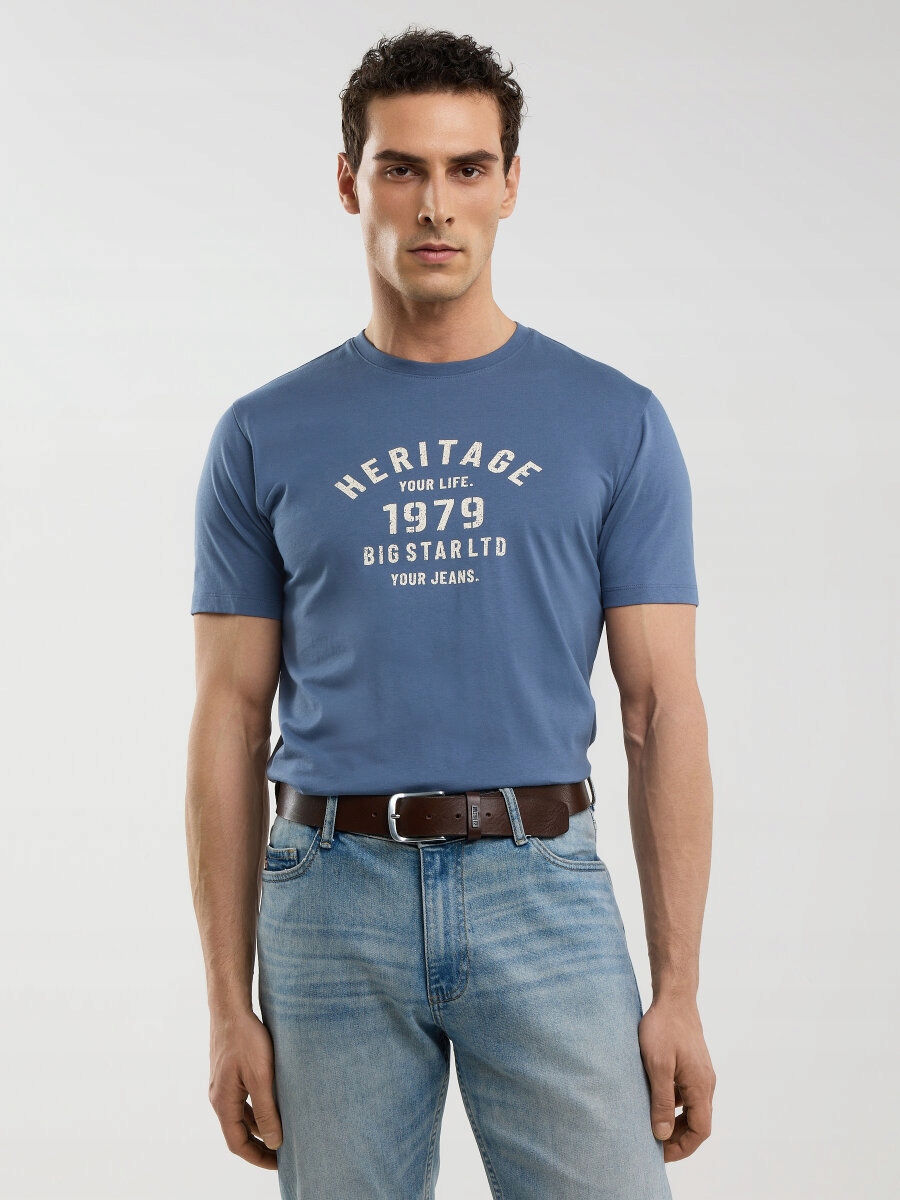 Tričko Big Star S S Potiskem Modré Serter 402 XL