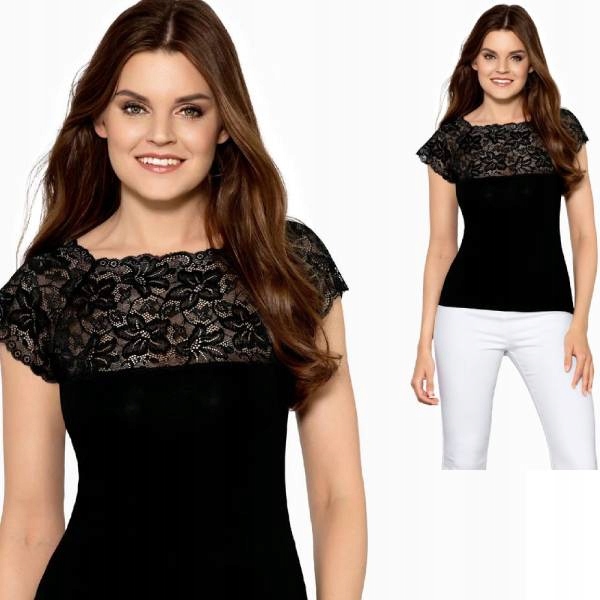 

Ozdobna czarna bluzka damska Babell Elina