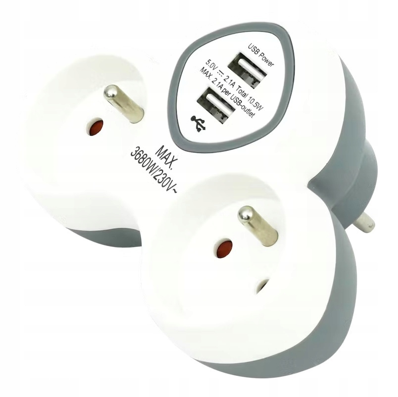 

Złodziejka Rozgałęźnik Podwójny 2 X Usb biały