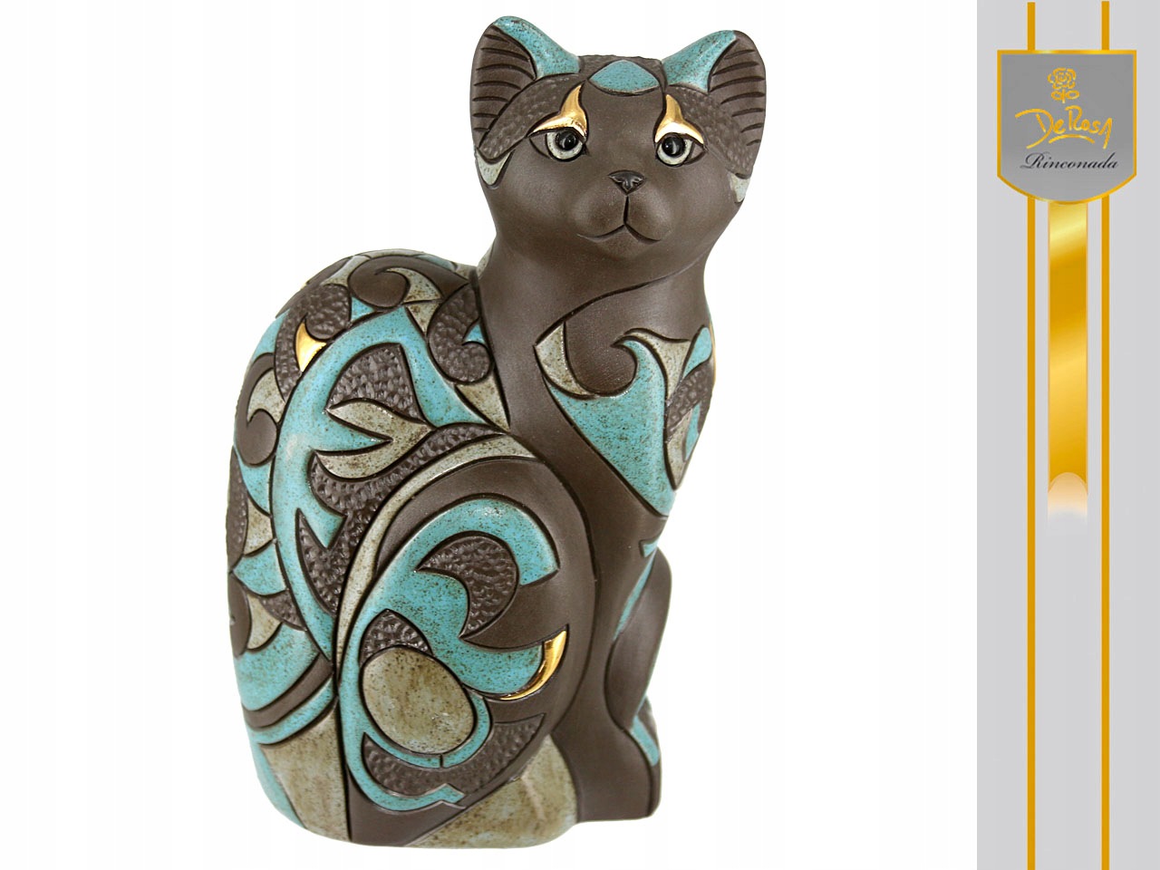 Figurka Ceramiczna Kot Egipski Ręcznie Malowana Kolekcjonerska Kotek