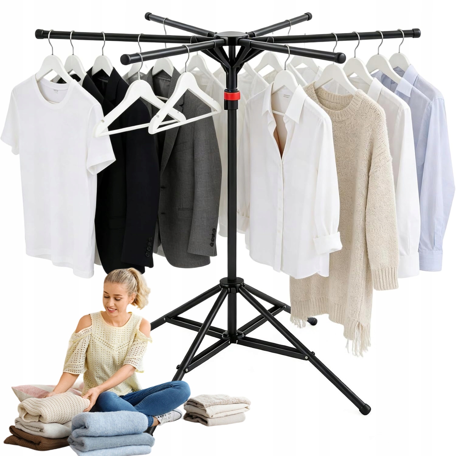 Levně Sušák Na Prádlo, Skládací Podlahový Stojanový Věšák Se 6 Tyčemi