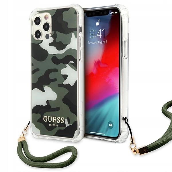 Pouzdro Guess Camo Collection pro iPhone 12 Pro Max zelené