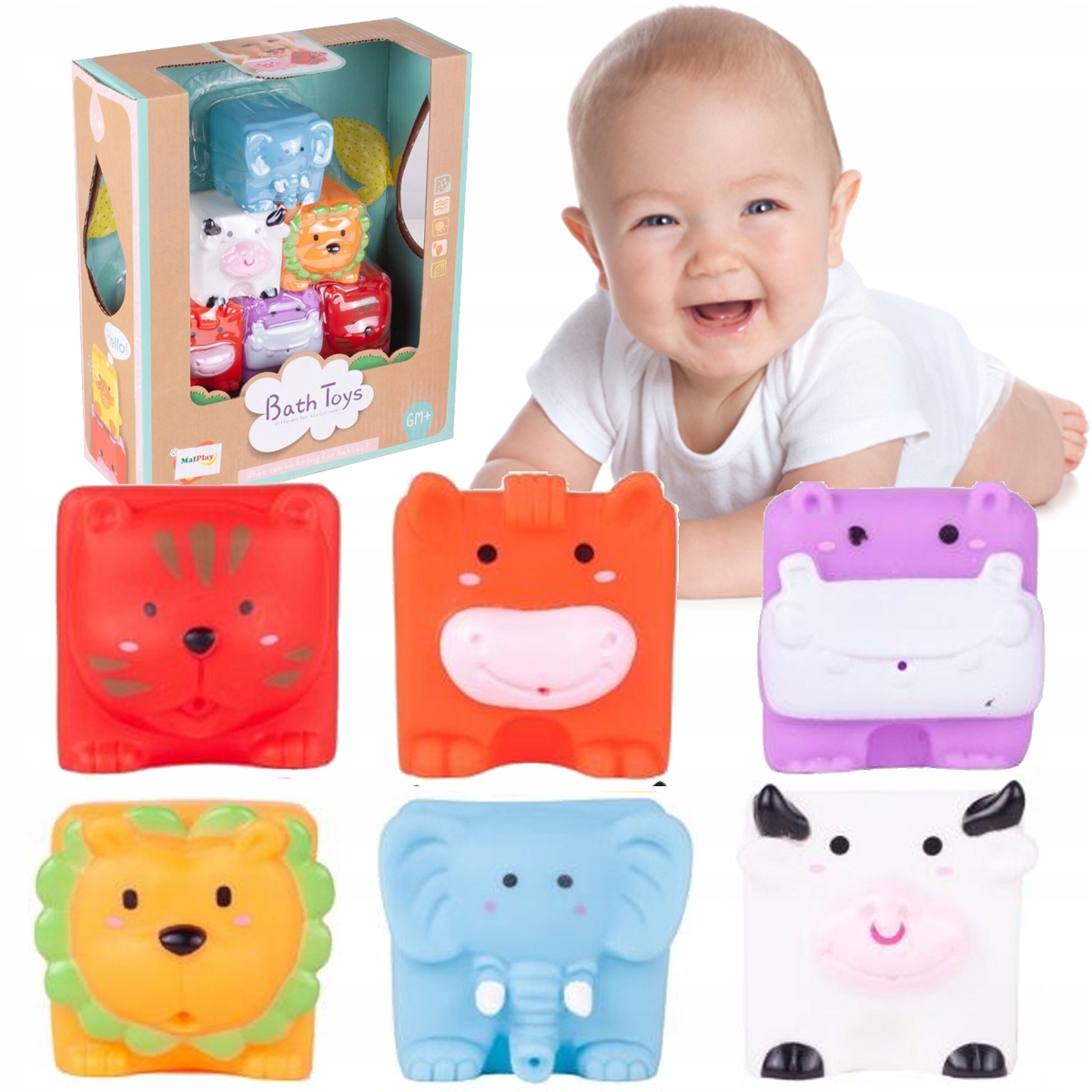 

Klocki Sensoryczne Zwierzątka Do Wody Kąpieli 6szt