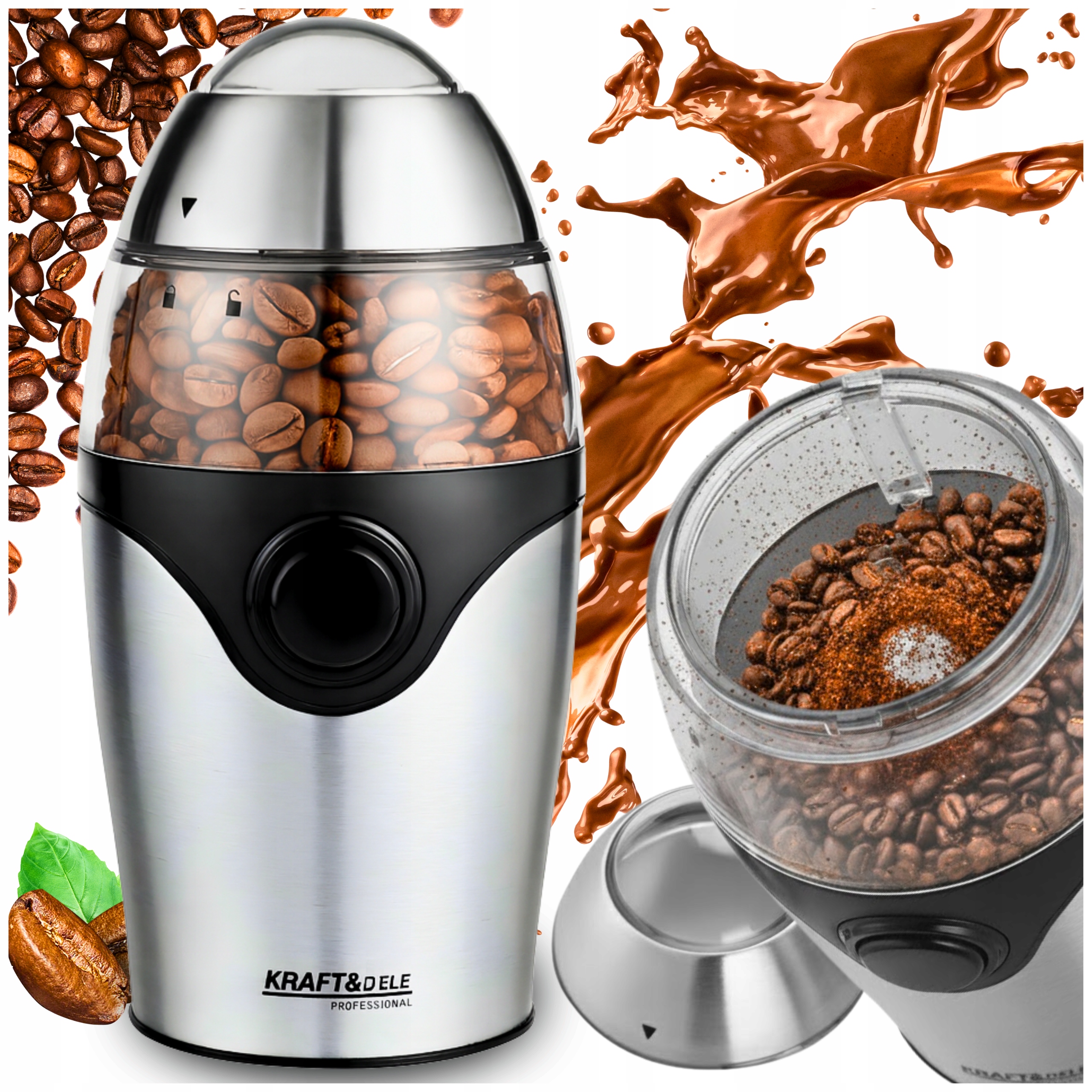 Młynek Do Mielenia Kawy Elektryczny Orzechów Przypraw Grinder Mocny 300W