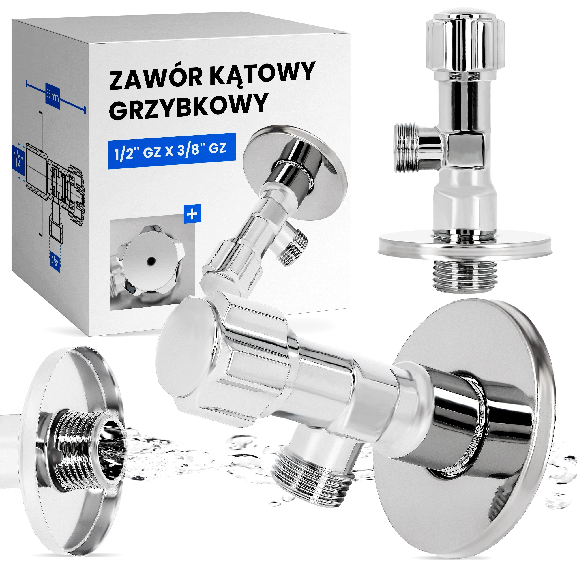 

Zawór Kątowy Umywalki Pralki Spłuczki 1/2''x3/8''