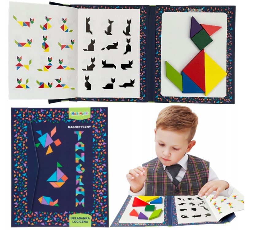 TANGRAM KLOCKI MAGNETYCZNE DREWNIANA UKŁADANKA XL