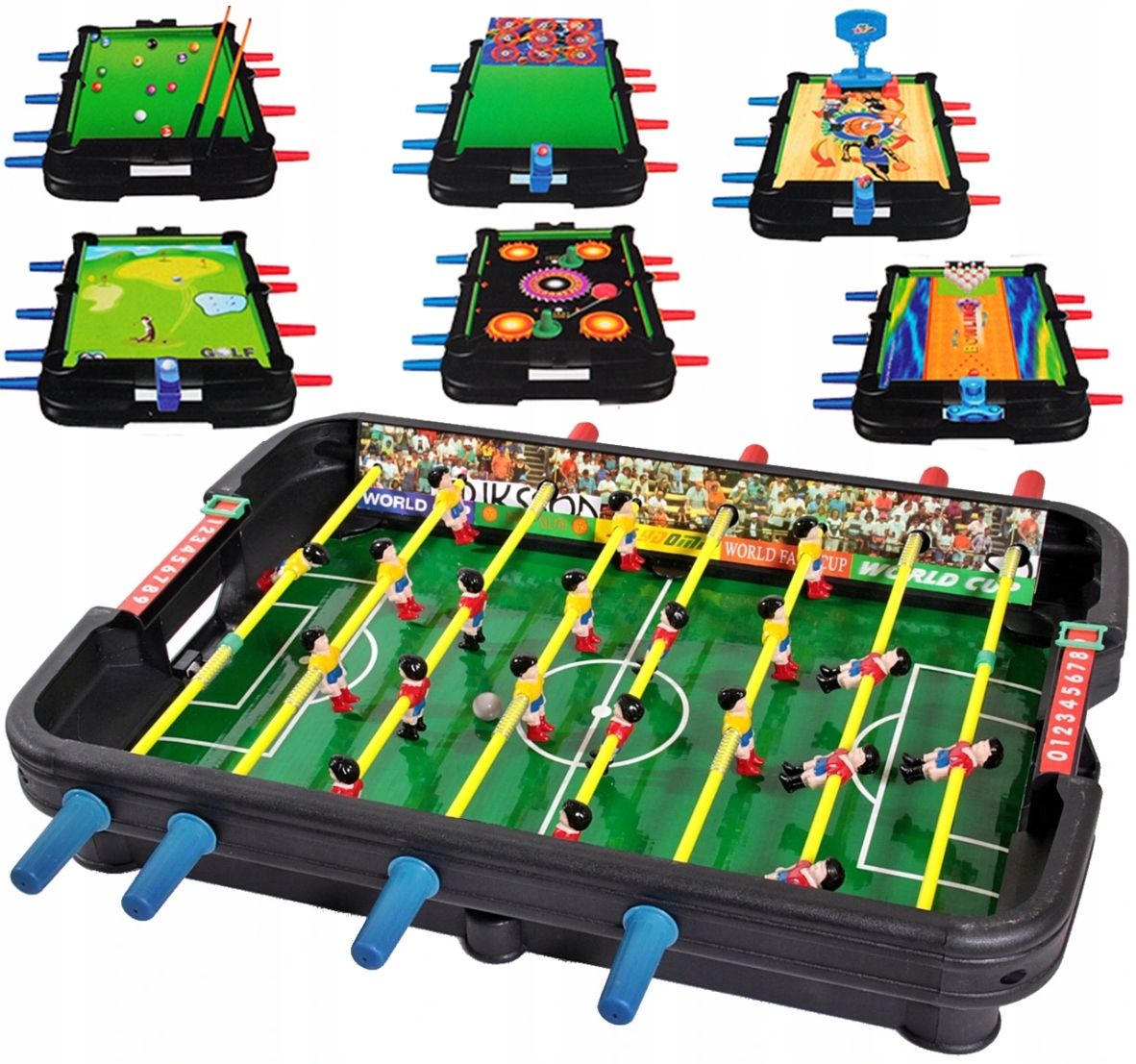 STÓŁ DO GRY 7w1 CYMBERGAJ PIŁKARZYKI BILARD KRĘGLE KOSZ GOLF STRZELNICA