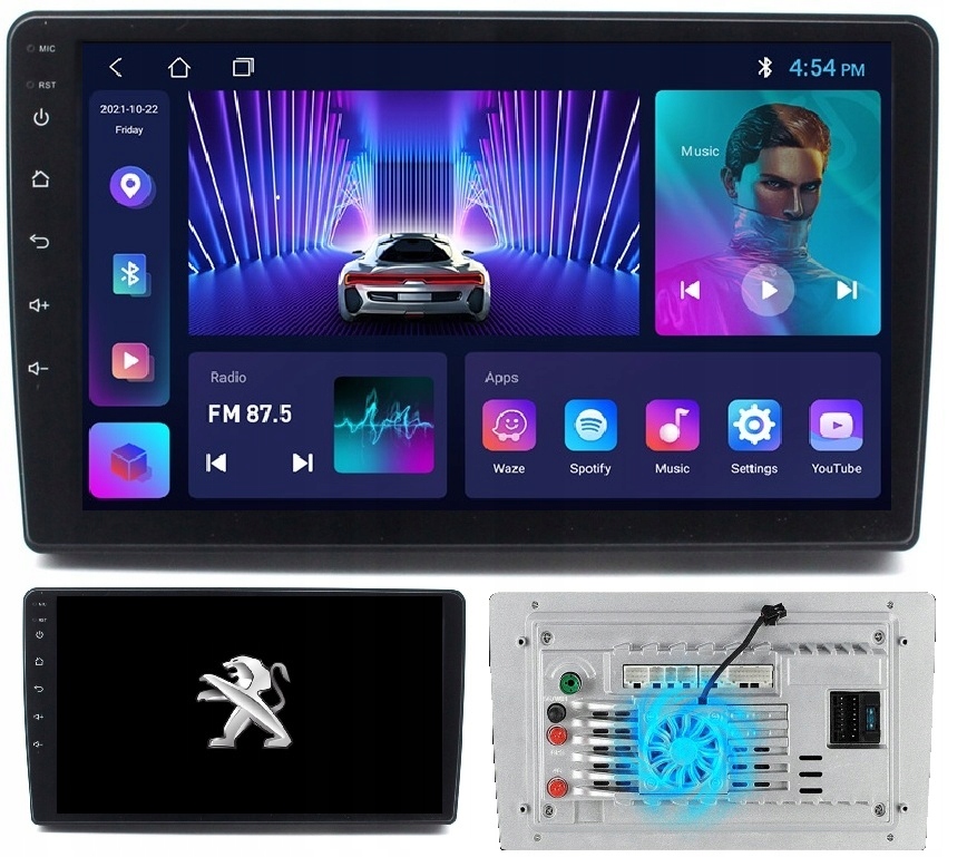 Radio Nawigacja Android Peugeot 308 T9 2013-2021 +kamera+wentylator 2/64GB