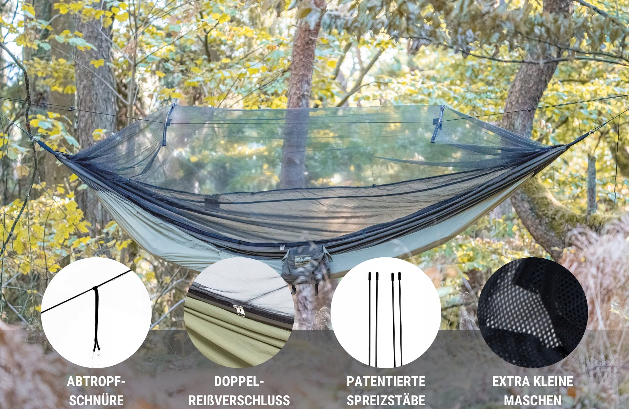 AMAZONAS Ultra Lekki Hamak Moskito Traveller Thermo XXL Zielony 200kg — miniatura 4