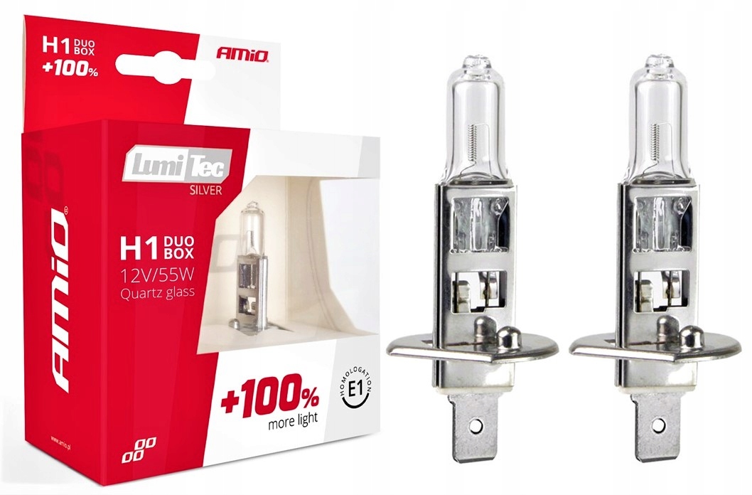 2X Żarówka H1 12V 55W Xenon Look +100% Lumitec