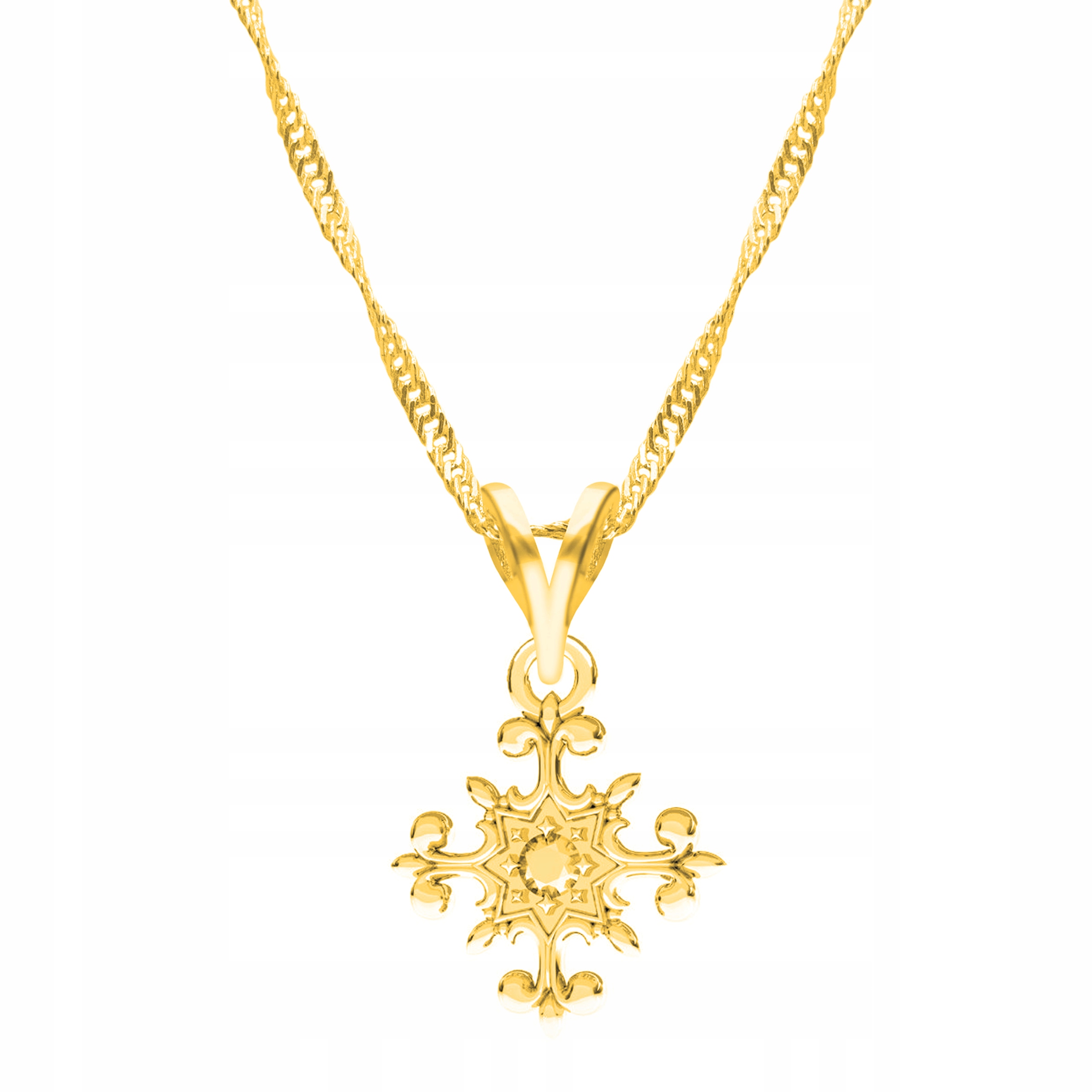 Řetízek zlatý náhrdelník 925 Kříž Křížek