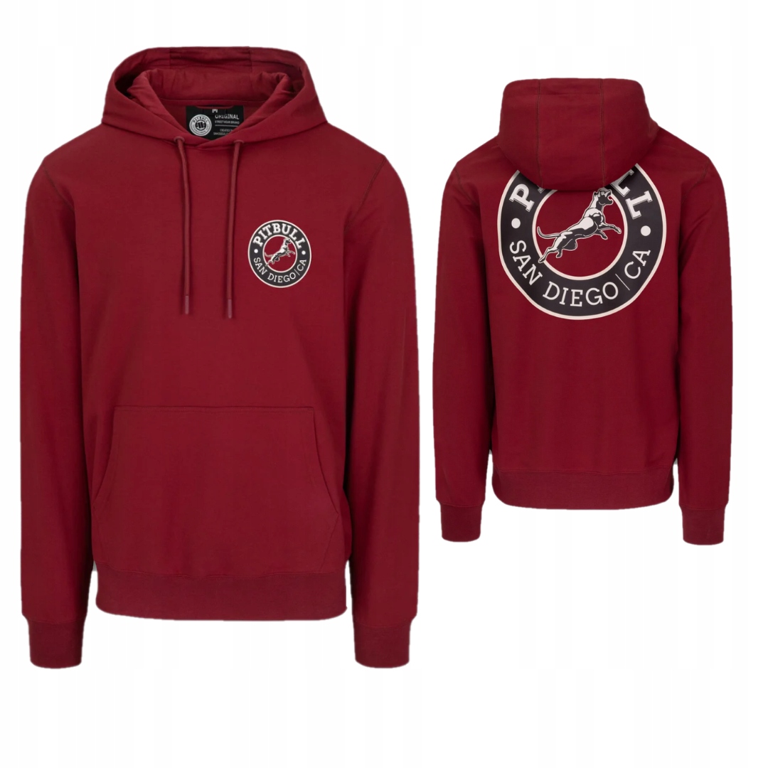 Pitbull West Coast Pánská Mikina S Kapucí San Diego Ca Bordó XXL