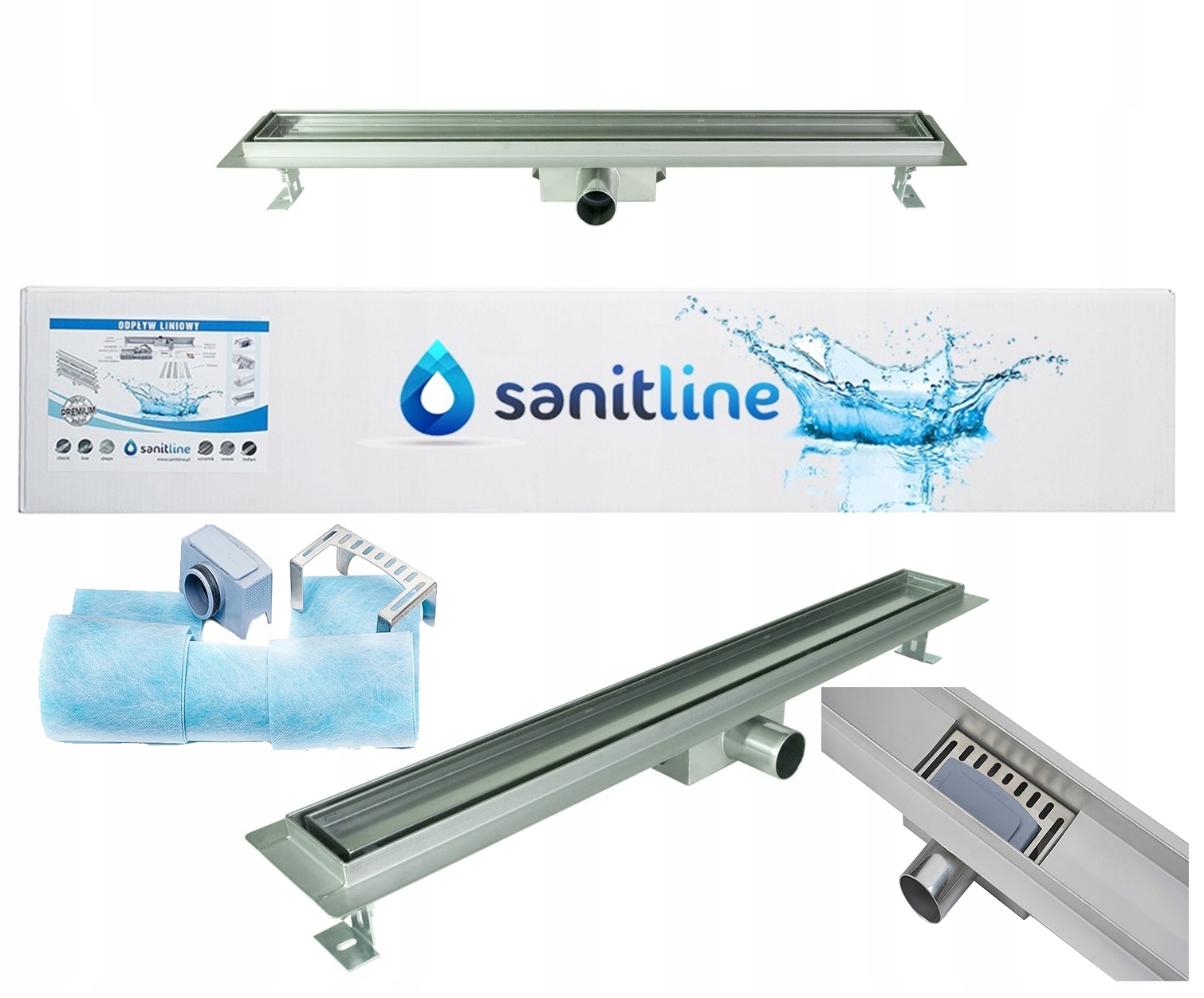 Sanitline Lineární Odtok Ceramik 60 cm 2v1 Pod Dlažbu nebo Hladký Set Pl