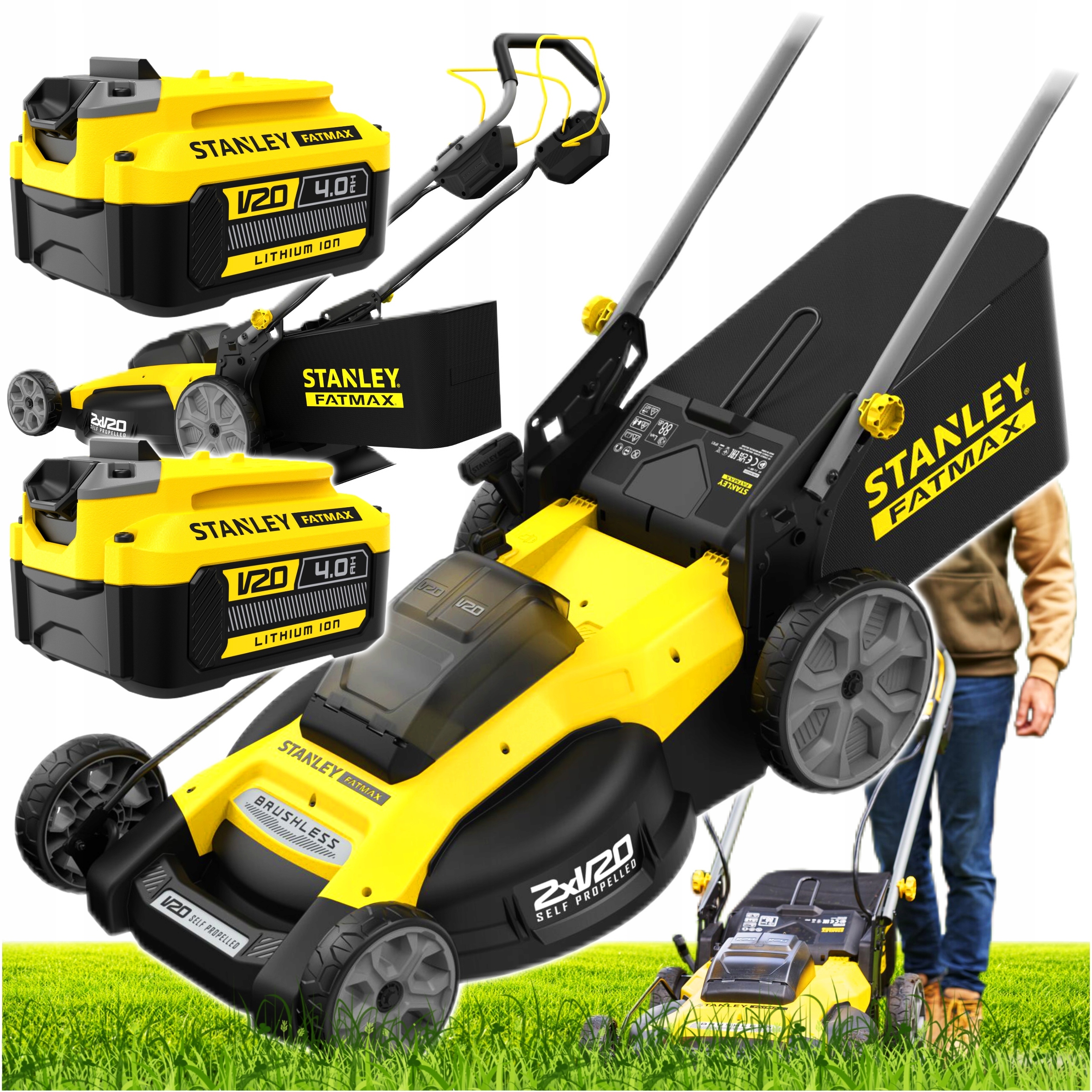 Stanley Fatmax Kosiarka Akumulatorowa Do Trawy 51cm Napęd 40L 2x4Ah 18V V20