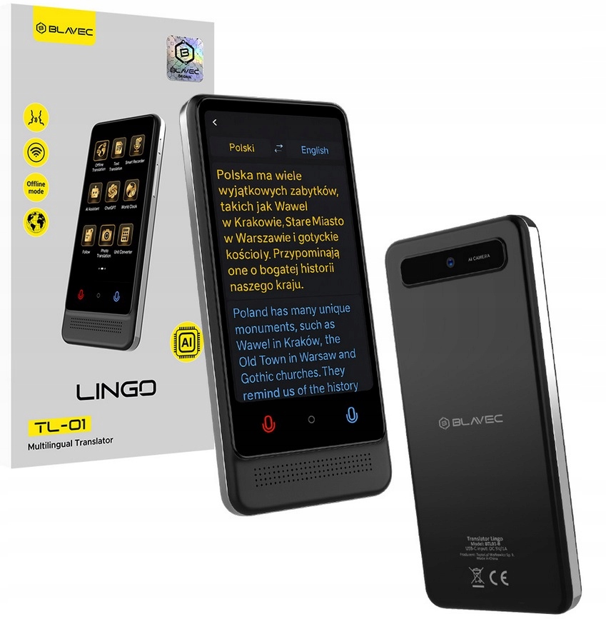 Translator Elektroniczny Ai Gpt bez Internetu Tłumacz Mowy Język Pl Offline