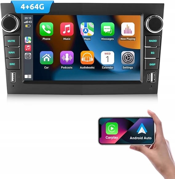 Radio Samochodowe Essgoo Android 14 4+64GB CarPlay Android Auto Gps Do Opla