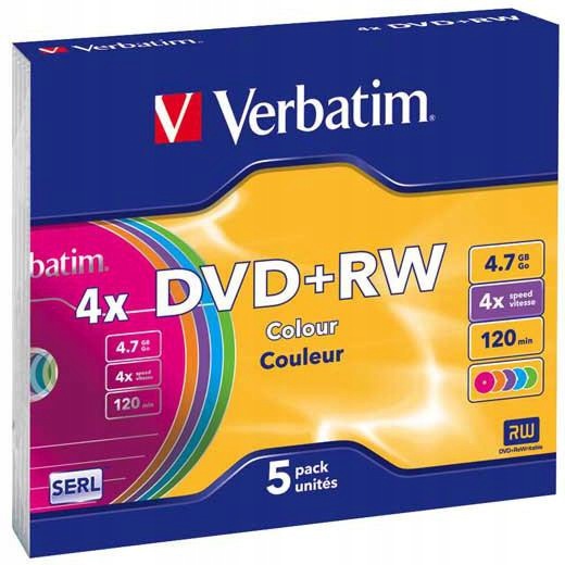 Płyty Dvdrw Verbatim Slim Color (5szt)